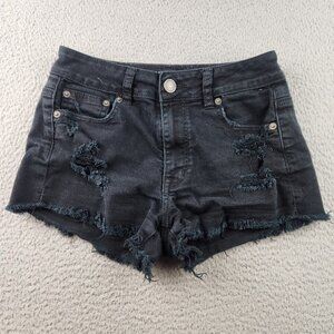 American Eagle Shorts Women's 2 Hi-Rise Festival Distressed Denim Jean Cutoff